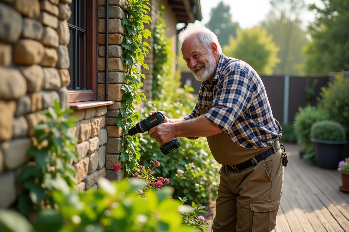 Homme âgé montrant l