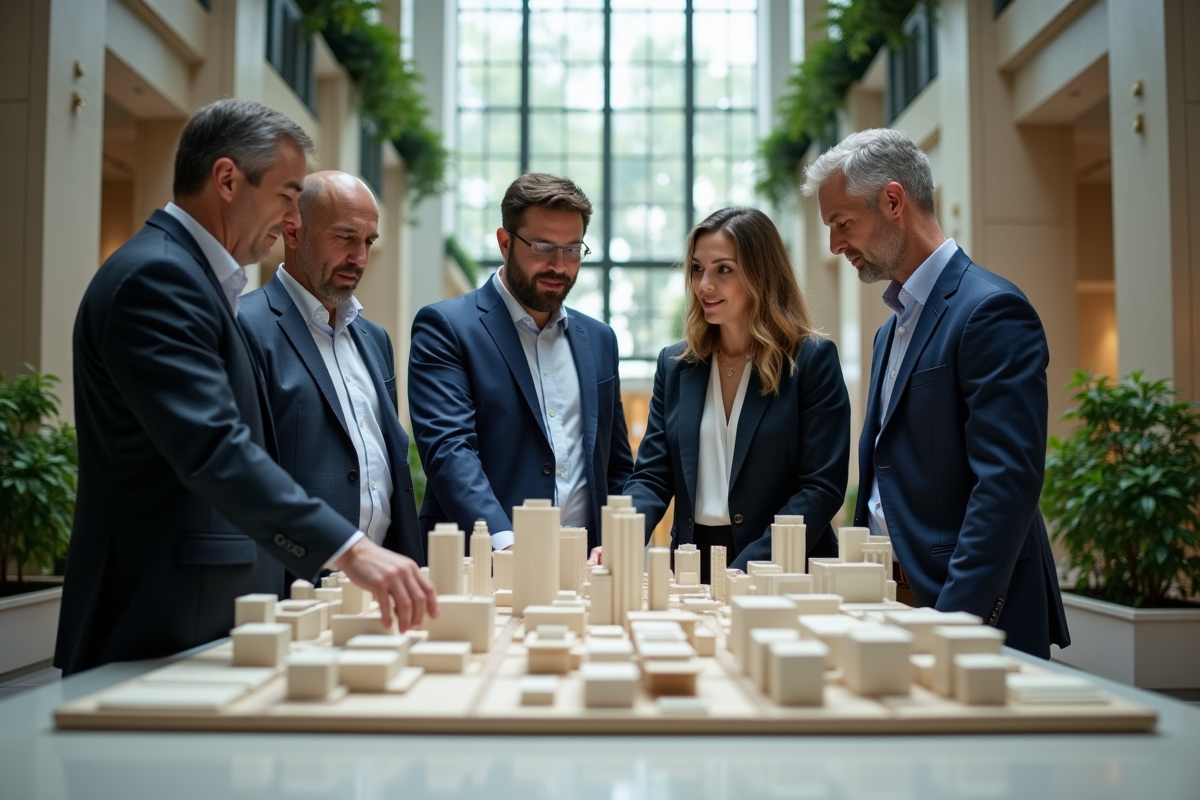 Groupe de professionnels immobiliers autour d