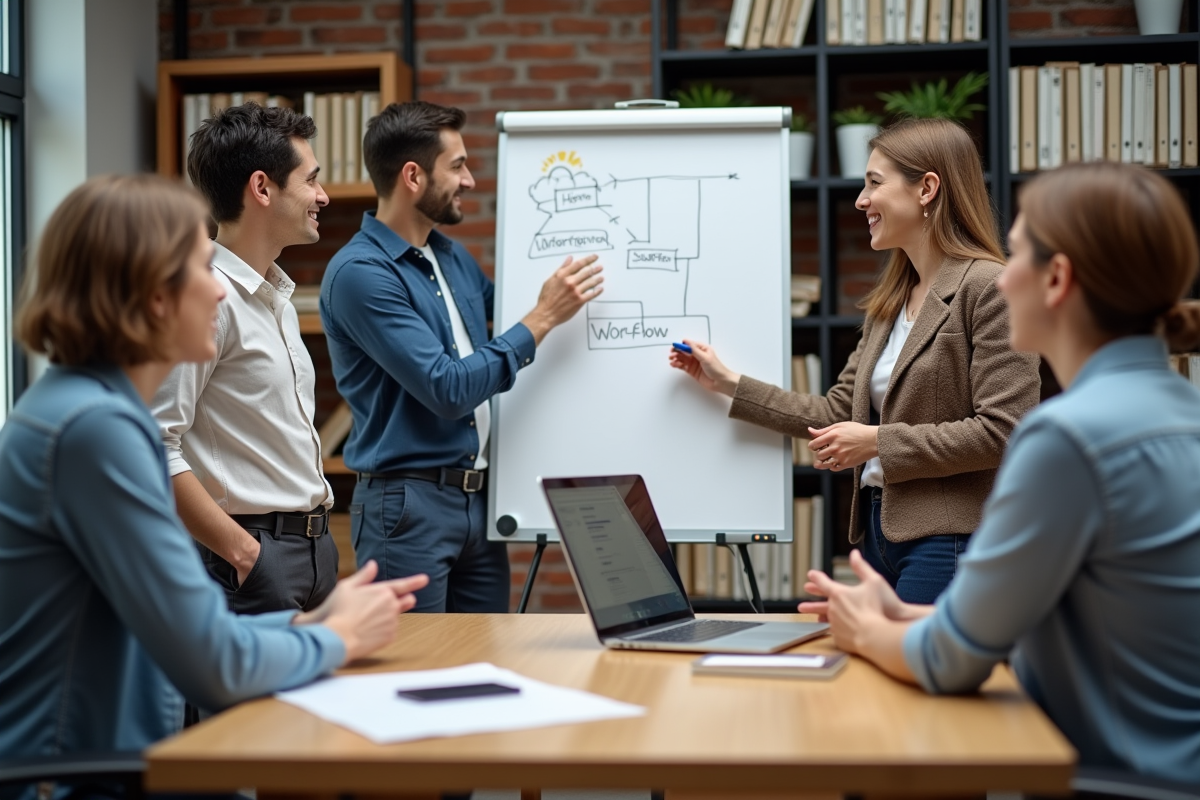 Groupe de collègues collaborant autour d